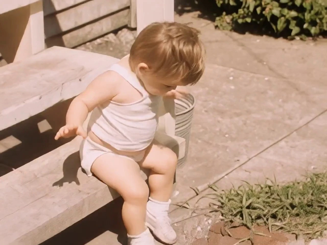 Restored frame from a 1952 home movie, sharp and clean
